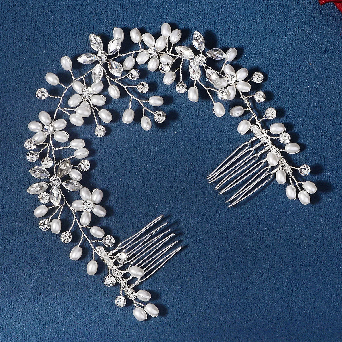 Băng Đô Hoa Ngọc Trai & Đá Lấp Lánh Dự Tiệc