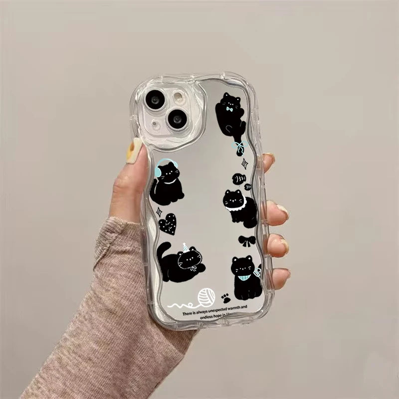 Cute Cat Makeup Mirror Case For iPhone