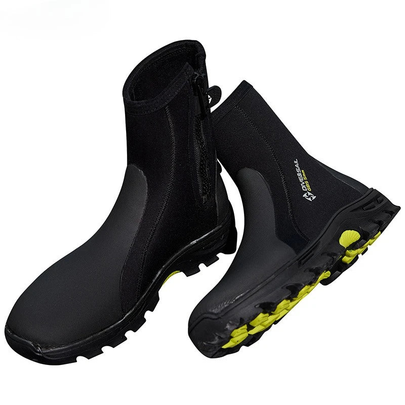 Adult 5MM High Top Hard Sole Diving Boots for Snorkeling Beach Outdoor