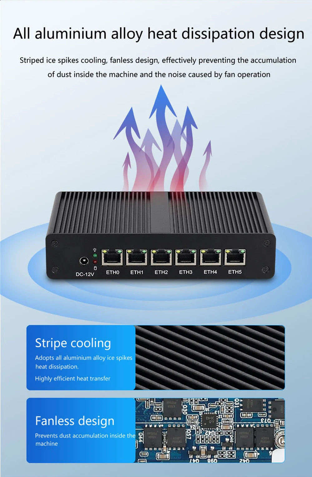 BEBEPC Fanless MINI router  Intel 4405U 6*LAN i211 NICS 1*RS232 3/4G module pfsense firewall soft VPN sever Linx win10/11 pc - Daisan Mart