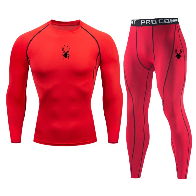 Men's Long Sleeve Compression Breathable Sports Shirt 2 Pieces