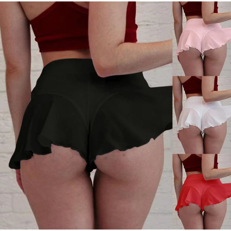 See Through Women Panties Sport Dress Ruffles Dancewear Sexy Tennis Skirt Lingerie Thongs Sexy Underwear Women Mini Dress