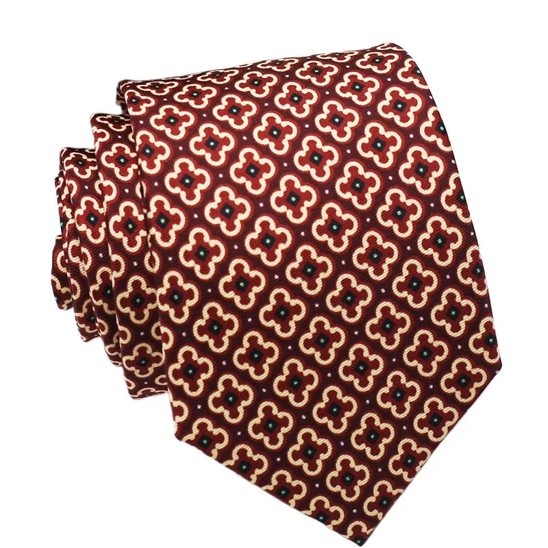 超柔軟絲質領帶，印有男士時尚圖案