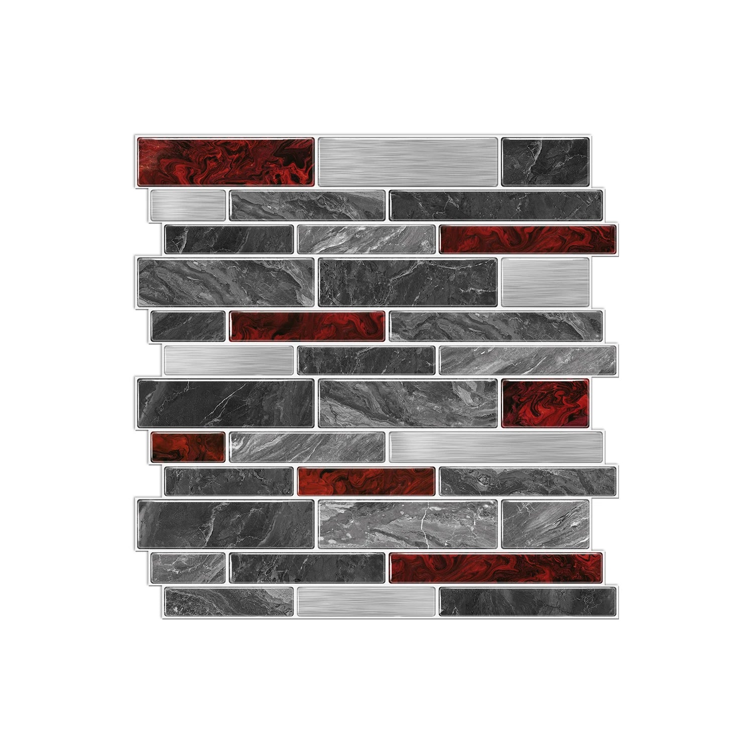 1/12pcs Classic Black And White Tile Marble Room Decoration Kitchen Living Room Waterproof Self-Adhesive Wall Sticker Detachable