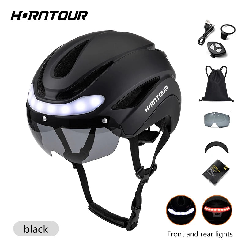 HelmetPro: LED Bicycle Helmet &amp; Magnetic Goggles