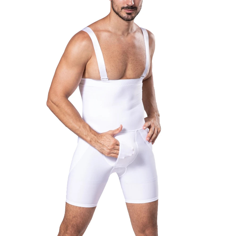 Men's Body Shaper High Waist Tummy Control Shapewear Underwear Boxer Shorts With Removable&amp;Adjustable Straps For Anti Roll Down