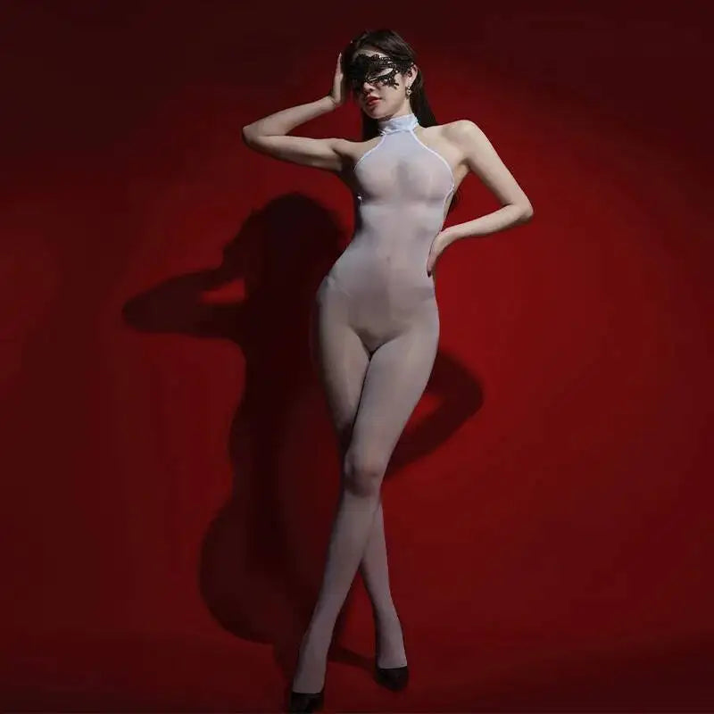 Sexy Backless Glossy Bodysuit 6D Horse Oil ZNZ1