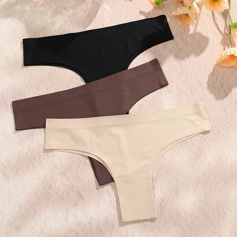 Set of 3 Sexy Ice Silk Low-Waist Ultra-Thin Women's Panties