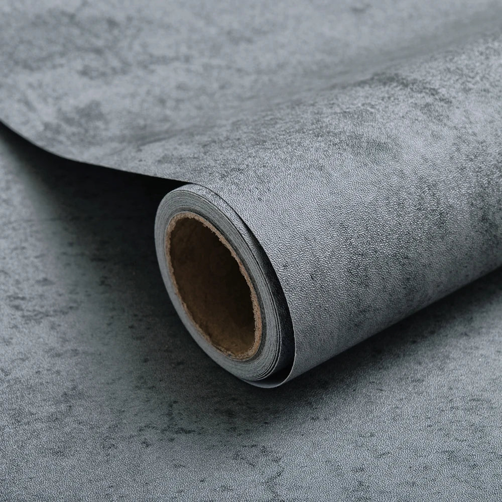 Retro Gray PVC Cement Wallpaper Self-Adhesive Waterproof Dark Gray Concrete Effect For Bedroom Living Room Decoration Stickers