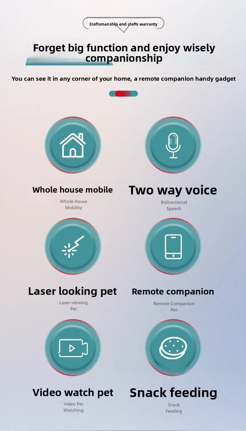 Intelligent pet feeder can be remotely controlled equipped with a camera capable of moving communication and featuring a laser