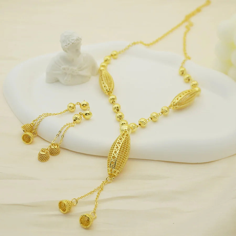 24K Gold Jewelry Set with Dubai Twisted Stones