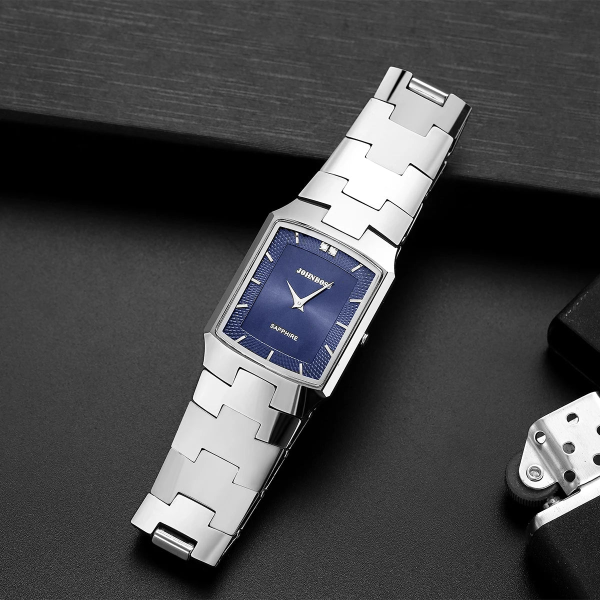 Đồng Hồ Nam Tonneau Thụy Sĩ Thép Tungsten Sapphire