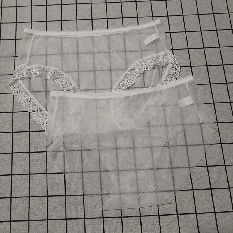 Full Transparent Panties Black White Sexy Lady Summer Traceless Brief Thin Breathable Quick Dry Mesh Lace Underwear Femal pants