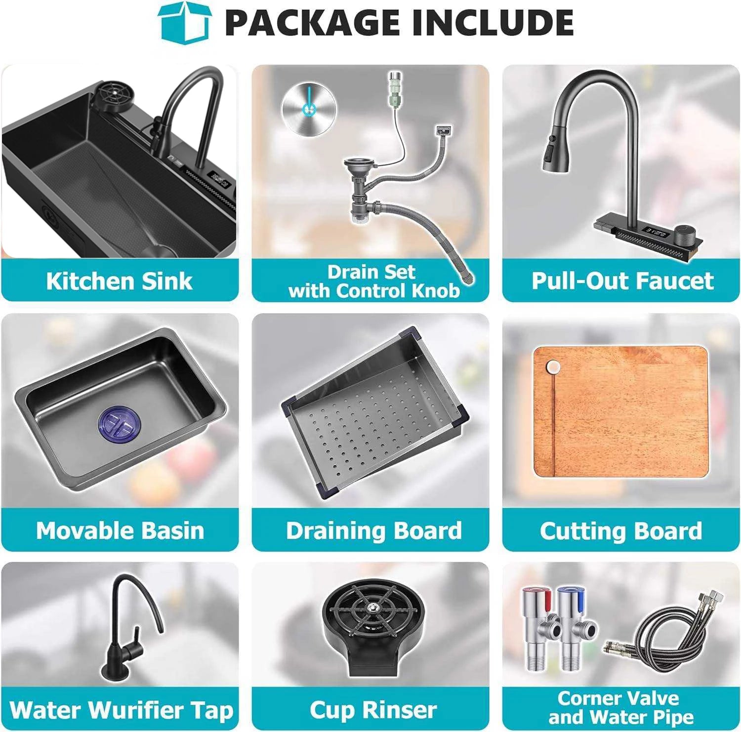 Gunmetal Gray Smart Sink LED Temperature With Faucet