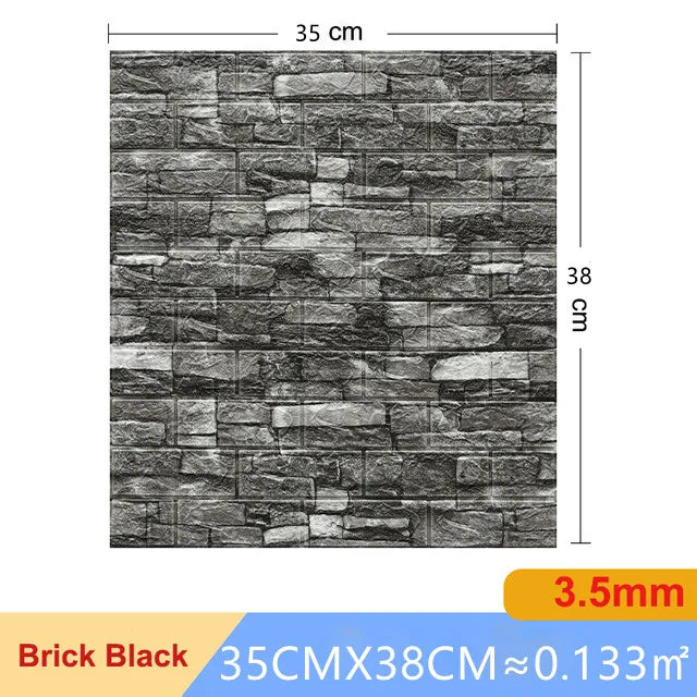 20pcs 35m*38.5cm 3DWall Sticker Solid Color Faux Brick Bedroom Home Decor Waterproof Self Adhesive DIY Living Room Wallpaper
