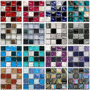 10pcs Flat Mosaic Style Tiles Sticker Kitchen Bathroom Waterproof &amp; Oilproof Art Wall Sticker Peel &amp; Stick Surface Glossy Film