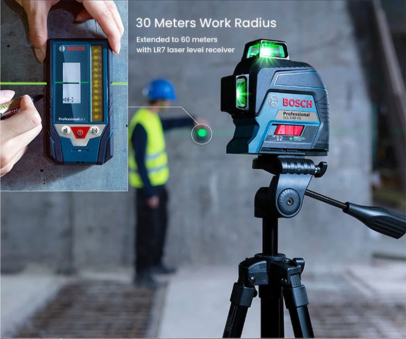 Bosch GLL 3-60 XG Laser Level 12 Lines Green 3D Level Self-Leveling 360 Horizontal &amp; Vertical Cross 30m Powerful Measuring Tool