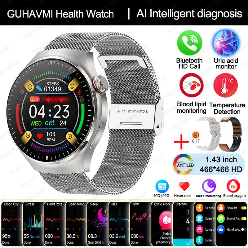 2025 Medical Smartwatch: Oxygen, Fat, ECG+PPG Measurement