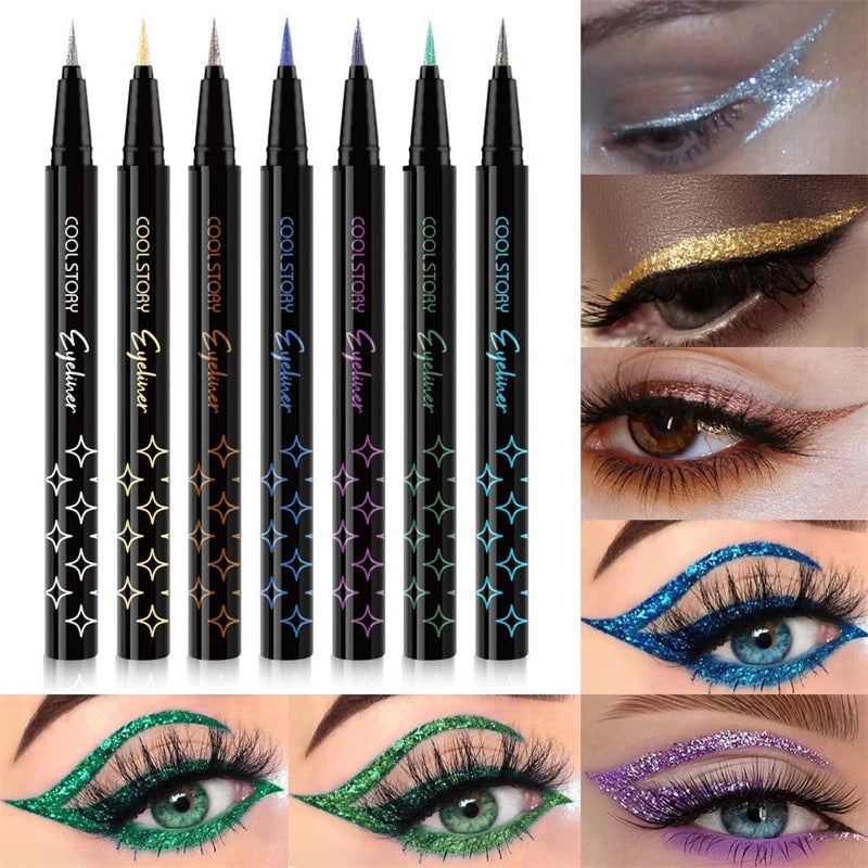 7-Color Glitter Eyeliner - Long-lasting, Waterproof