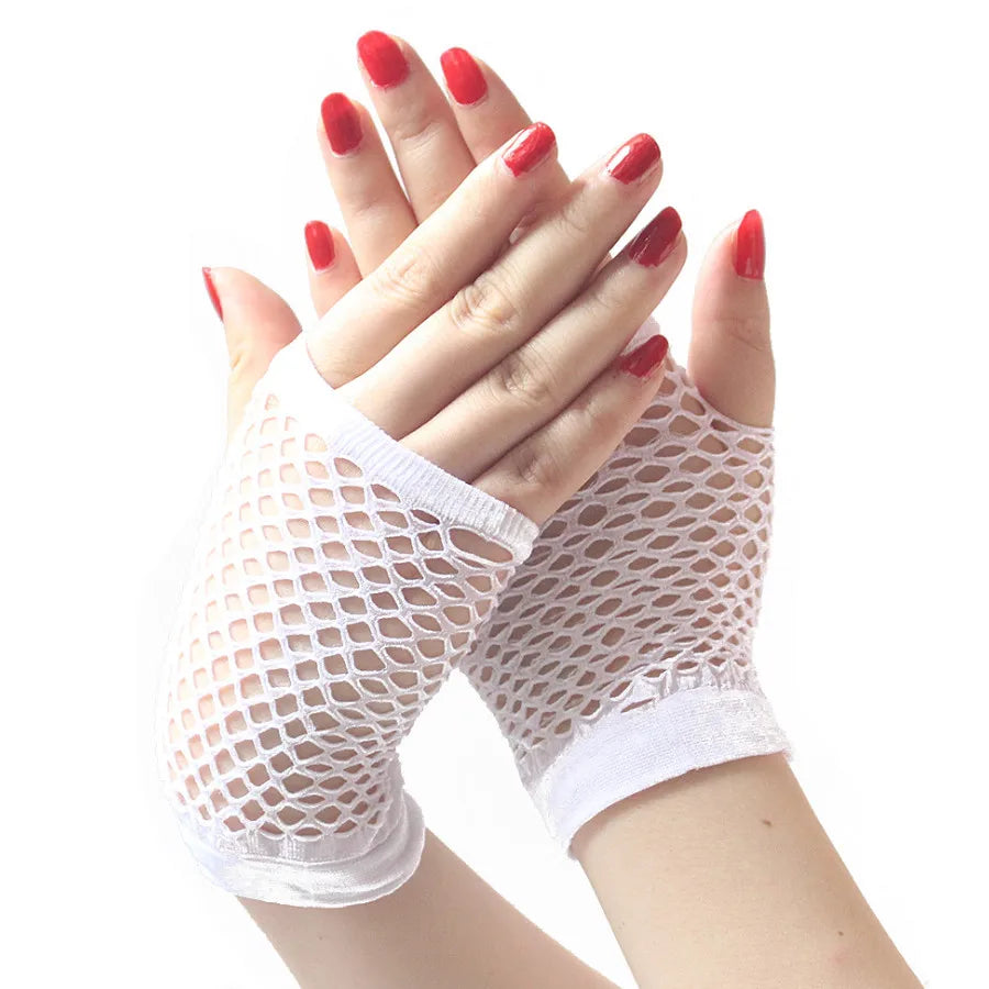 New Black Womens Short Fishnet Net Gloves Fingerless Mesh Gloves Punk Rock Fancy Night Club Party Sexy Beautiful Gloves - Daisan Mart