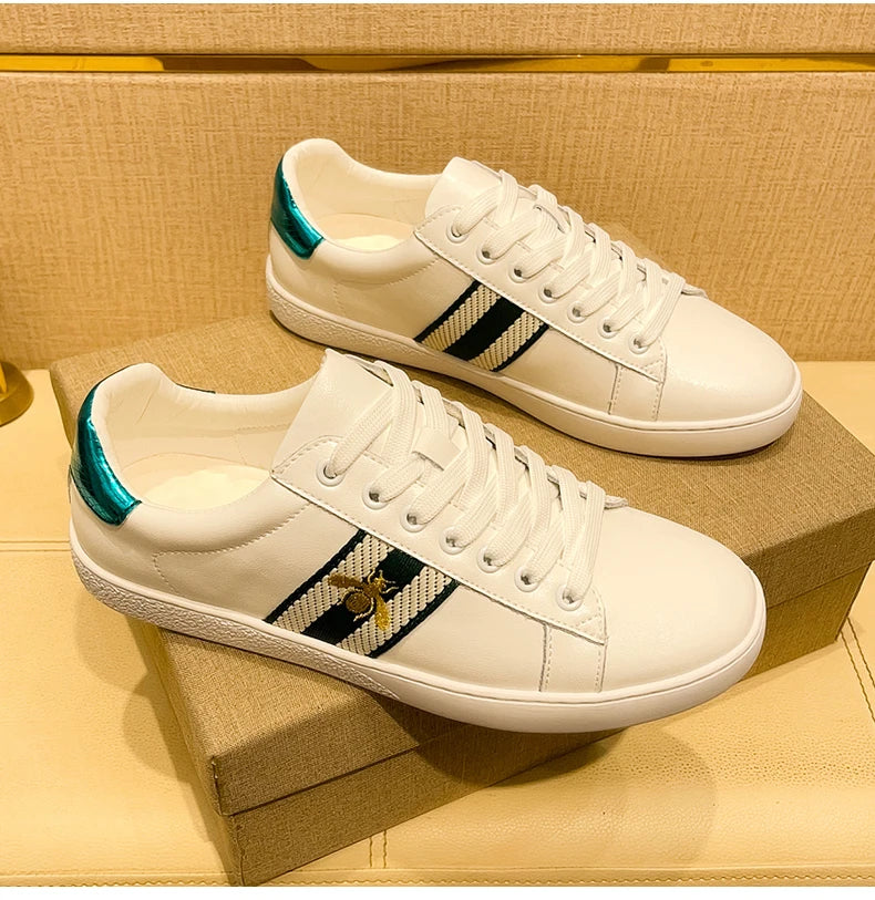 High-end Fashion Men's Embroidered Leather Shoes Sneaker