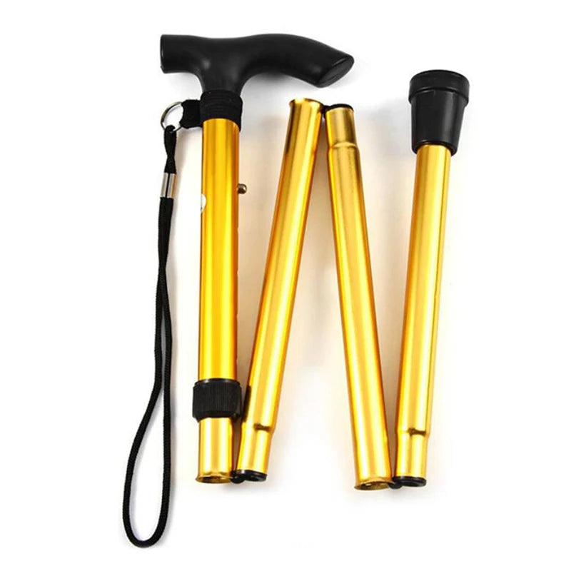 Multi-function 4-section Aluminum Alloy Folding Trekking Stick