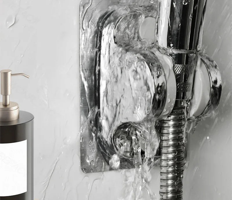 Universal Shower Head Holder No Drill Showerhead Bracket Adjustable Wall Mounted Holder for Bathroom Accessories Stable Rotation