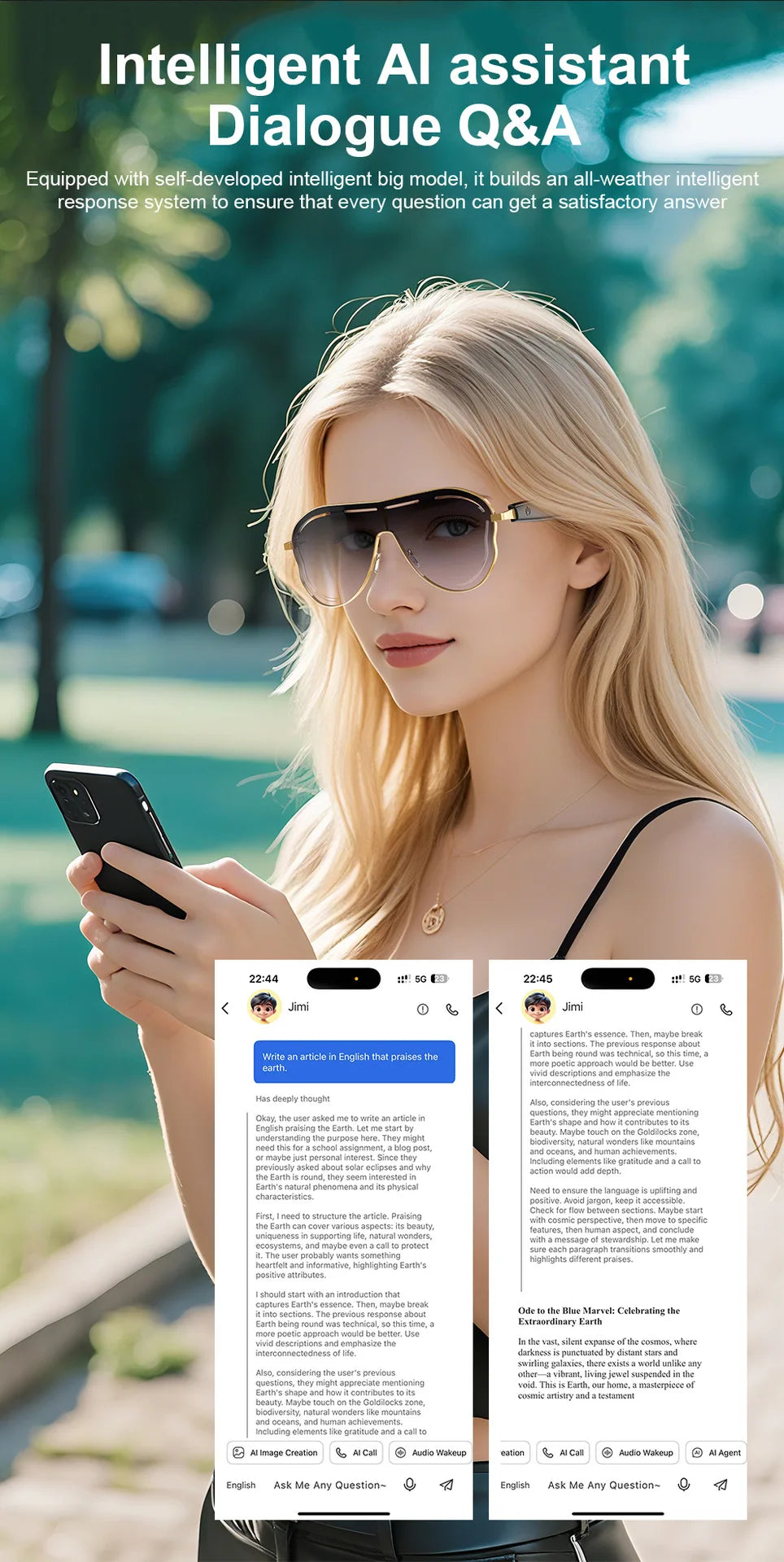YHA17 AI Translation Smart Glasses EU USA Large Frame Sunscreen Color-changing Stainless Bluetooth Audio Sunglasses Work Glasses - Daisan Mart