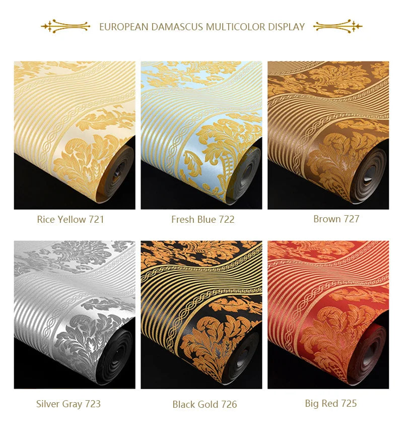 European 3D Wallpaper for Luxury Bedroom &amp; Living Room