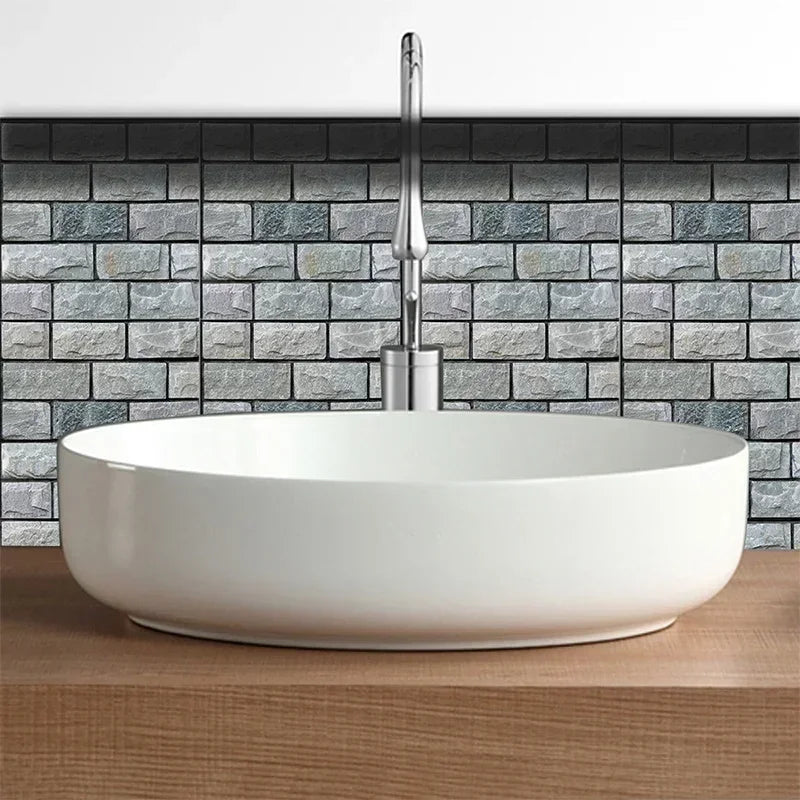 5/10PCS Stereo Wall Stickers Self-adhesive Wallpaper Brick Pattern Creative Stick Heatproof Vinyl Waterproof Kitchen Home Decor