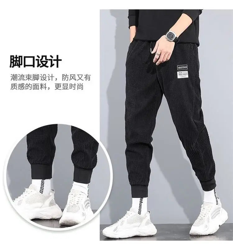 ###Korean Men's Jogger Pants Spring and Autumn: Simple Fashion