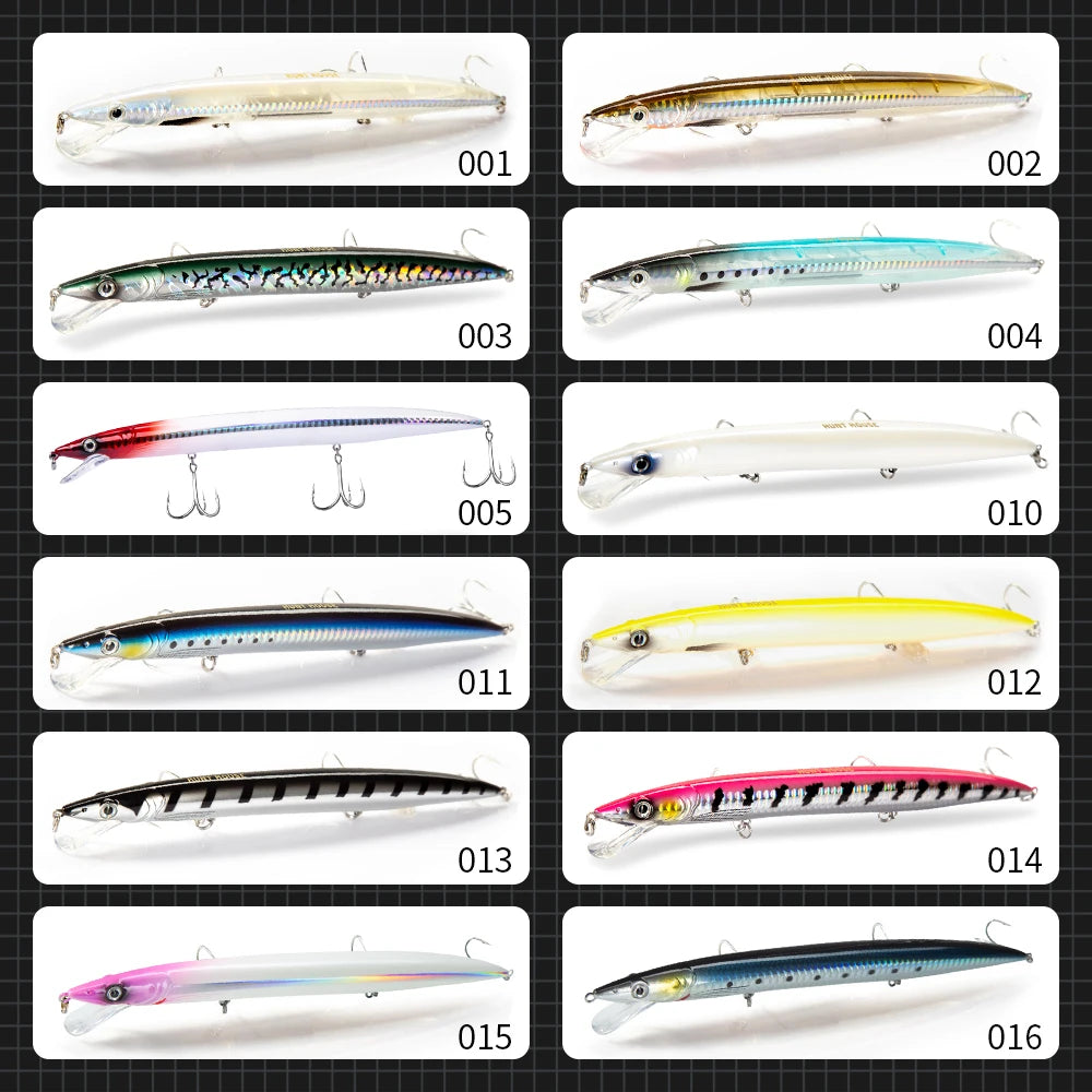 Hunthouse Floating Minnow Fishing Lure 143mm 14g Sandeel Jerkbait Wobblers Minnow Biat Fishing Tackle For Sea Bass Pike LW402