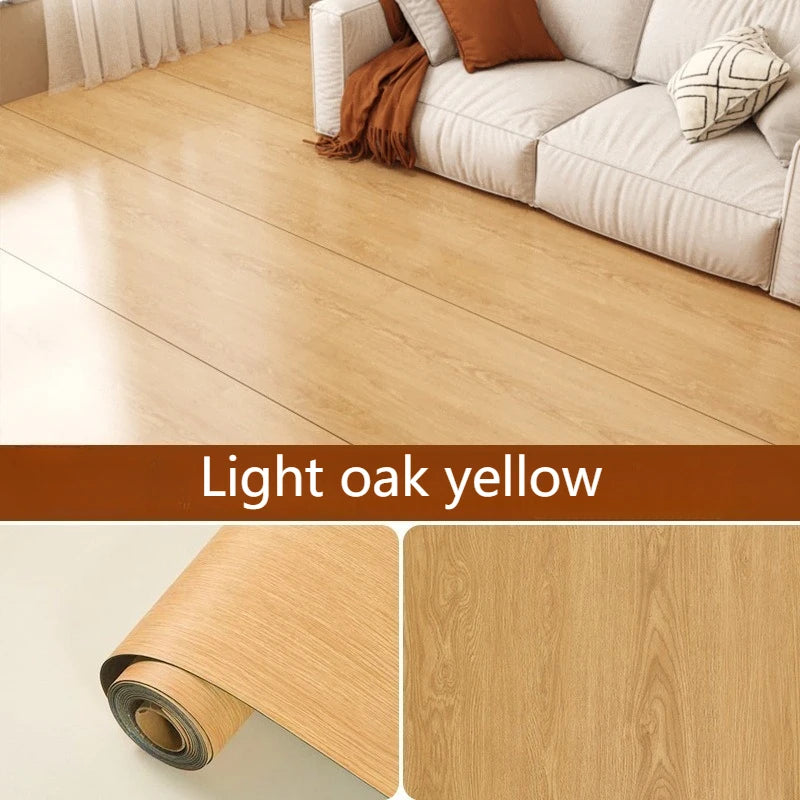 Peel Stick Wood Grain Floor Sticker Thickened Waterproof Anti-Slip Vinyl Covering for Living Room Home Decor Wear Resistant