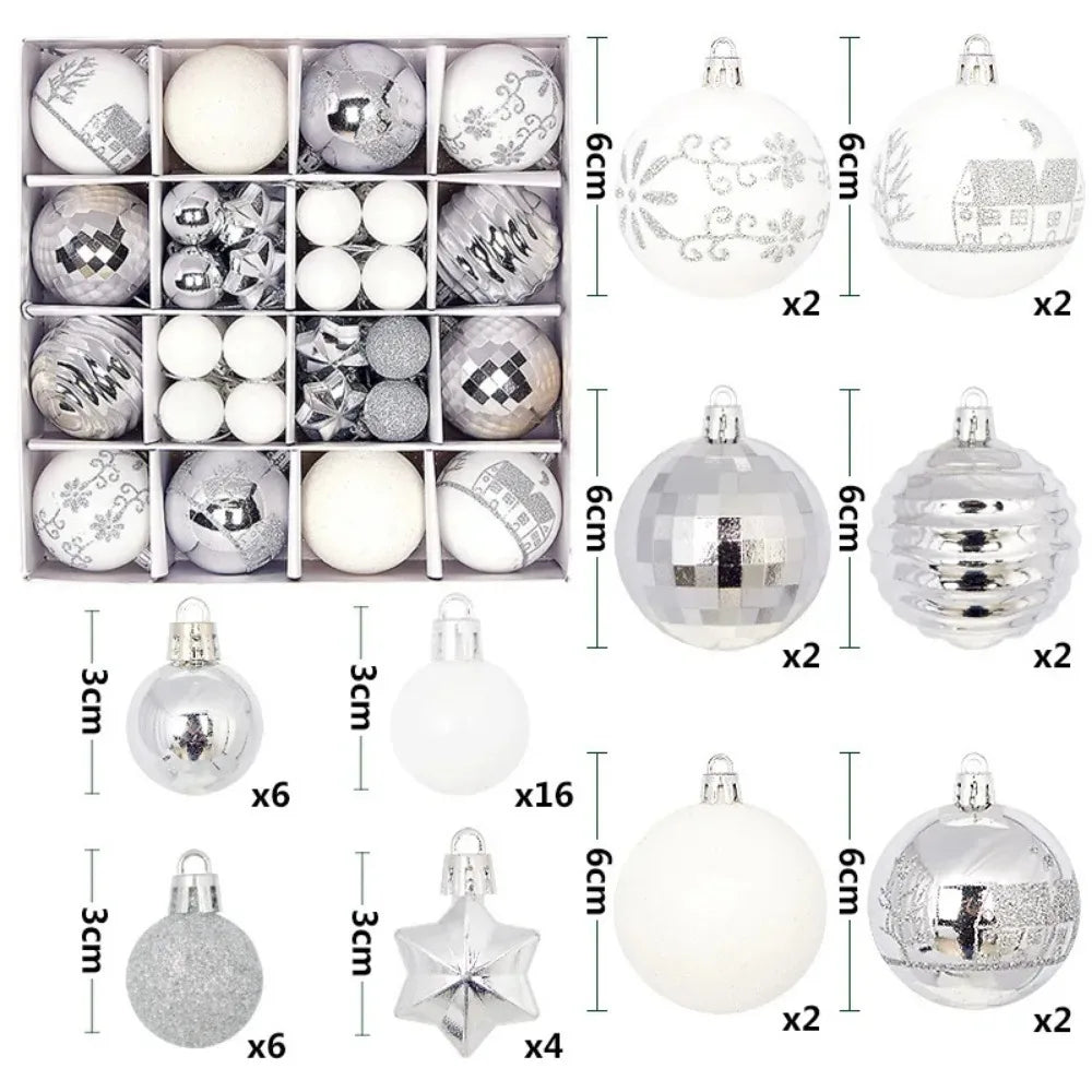 Christmas Balls for Tree Decoration 44 Pieces 3/6CM