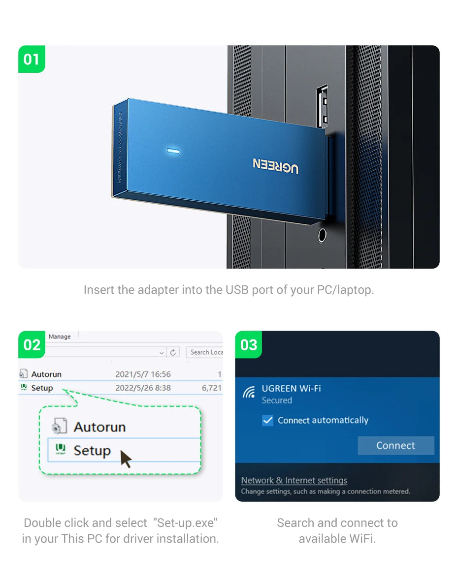 WiFi USB UGREEN AX900 - Kết Nối Siêu Tốc WiFi6