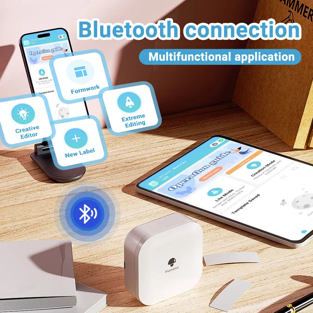 Phomemo Q30 Label Printer Mini Printer Pocket Thermal Label Maker Wireless Sticker Pocket Portable Printer Various Label Paper - Daisan Mart