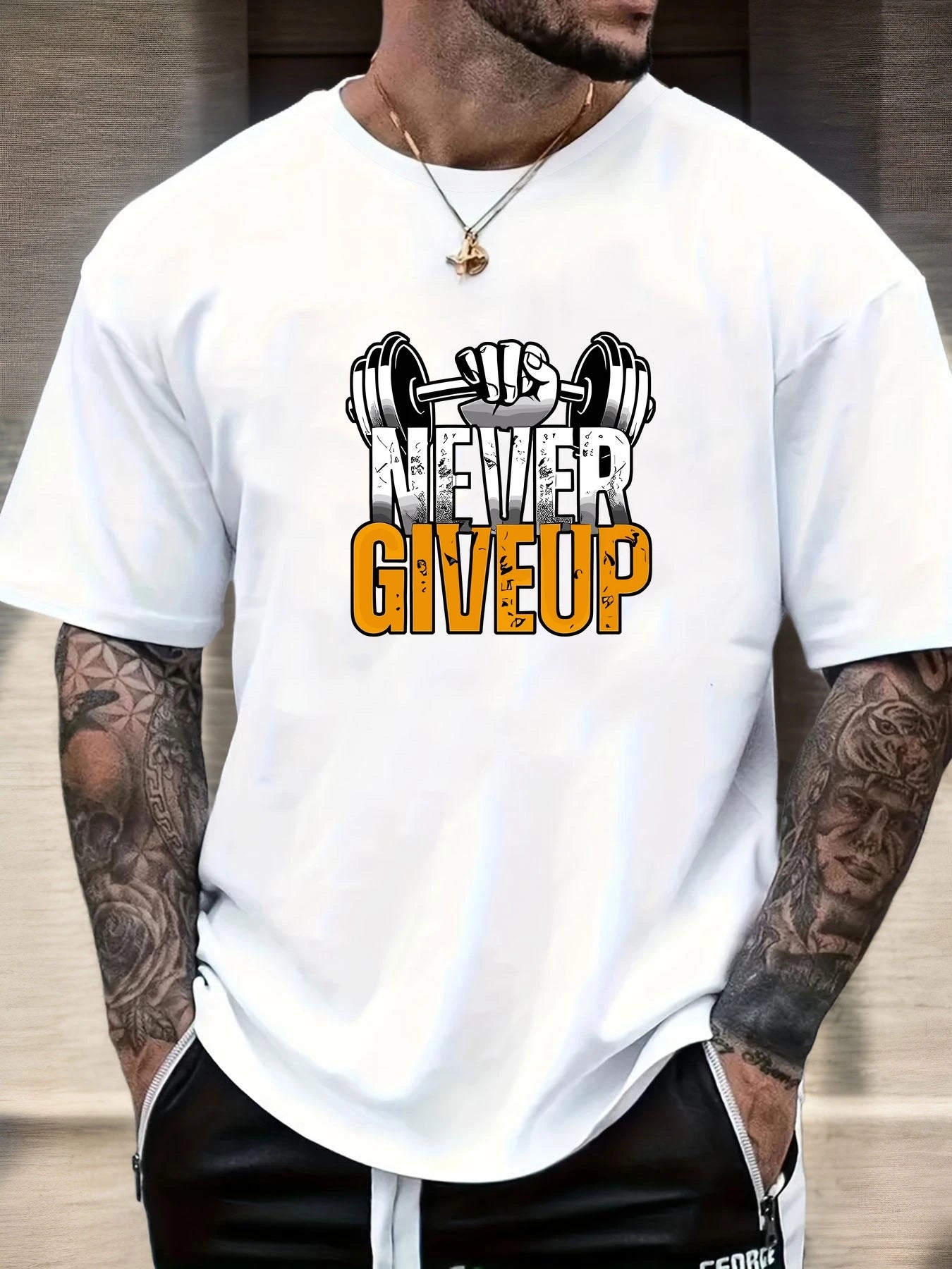 Men's Summer T-Shirt 2025 - Never Give Up 100% Cotton