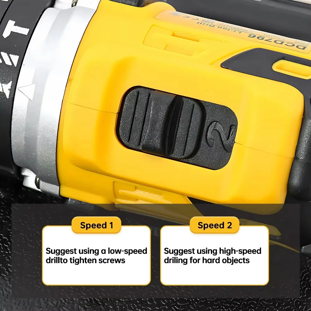 2025 Dewalt 2000RPM Cordless Electric Drill Brushless Driver Adjustable Speed ​​Impact Hand Drill Rechargeable Power Tools DCD796