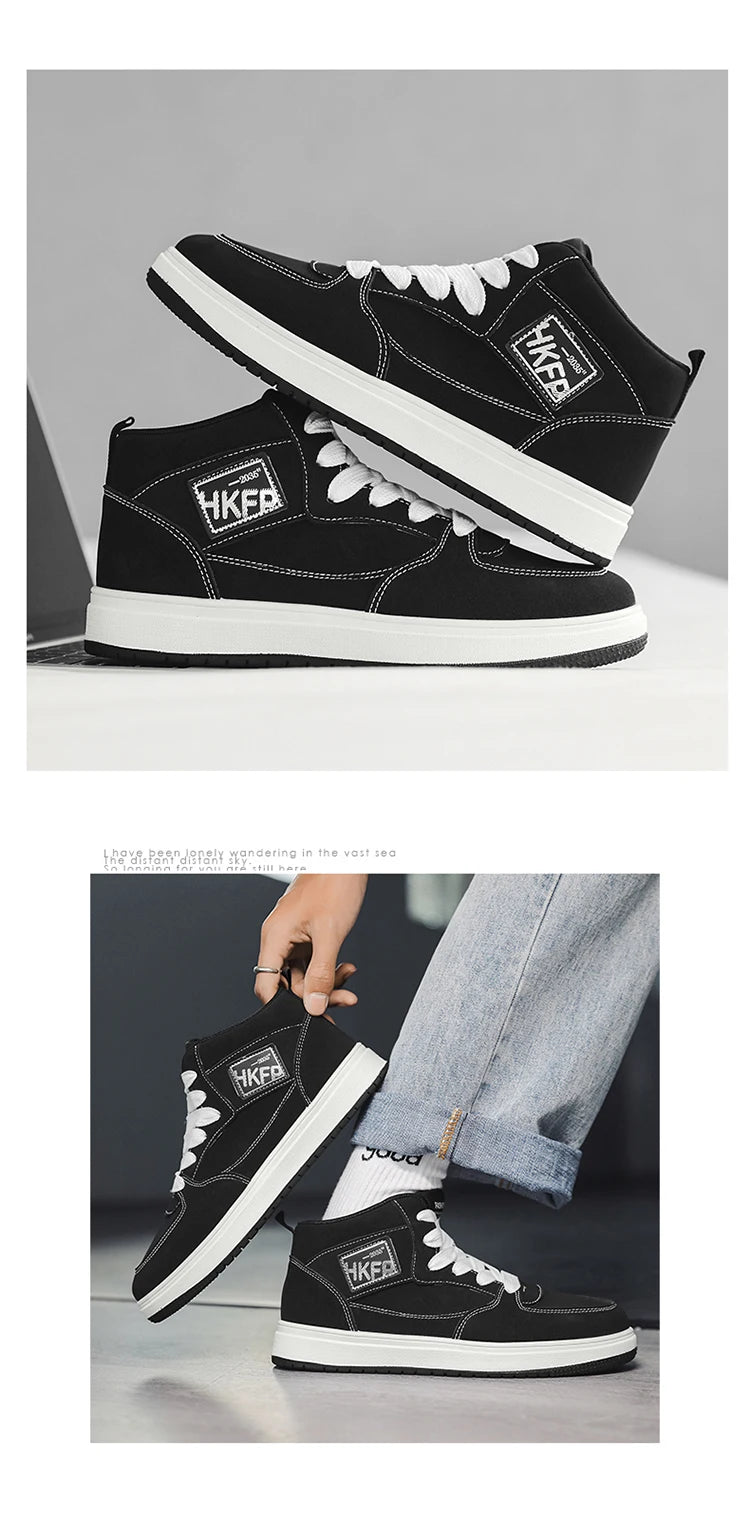 Men's Leopard Print Skater High Top Shoes