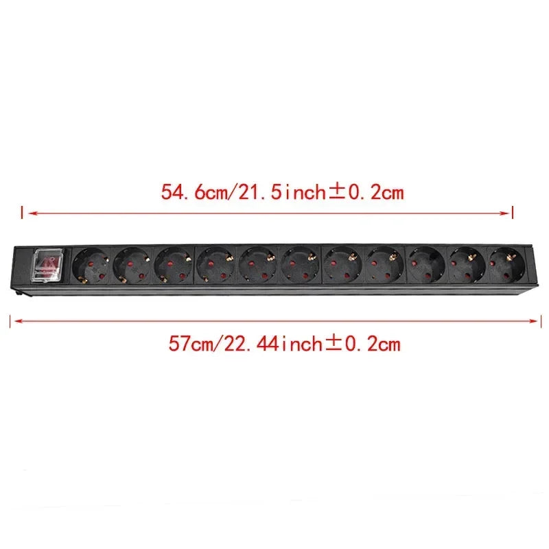 Ổ Cắm PDU Nhôm Tủ Điện 2-10 Ổ Chuẩn Đức Có Công Tắc - Daisan Mart