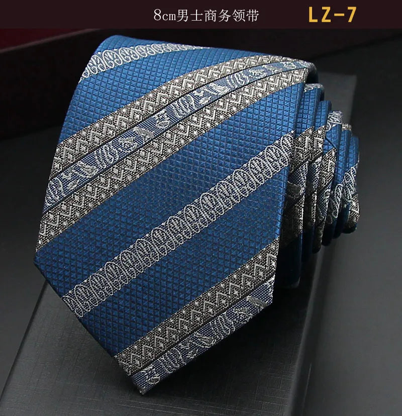 高品質藍色絲質領帶 8厘米