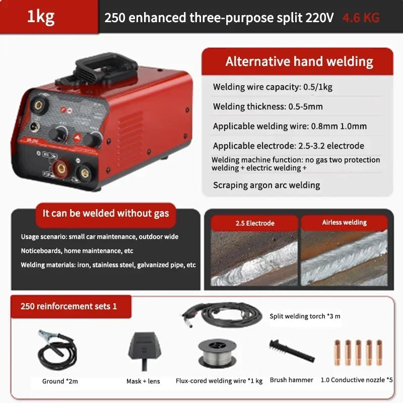 NB-250 Mig Welding Machine Electric 3 In 1 No Gas Arc Tig Welder Portable Industrial Sheet Gasless Manual Welding Wire Equipment - Daisan Mart