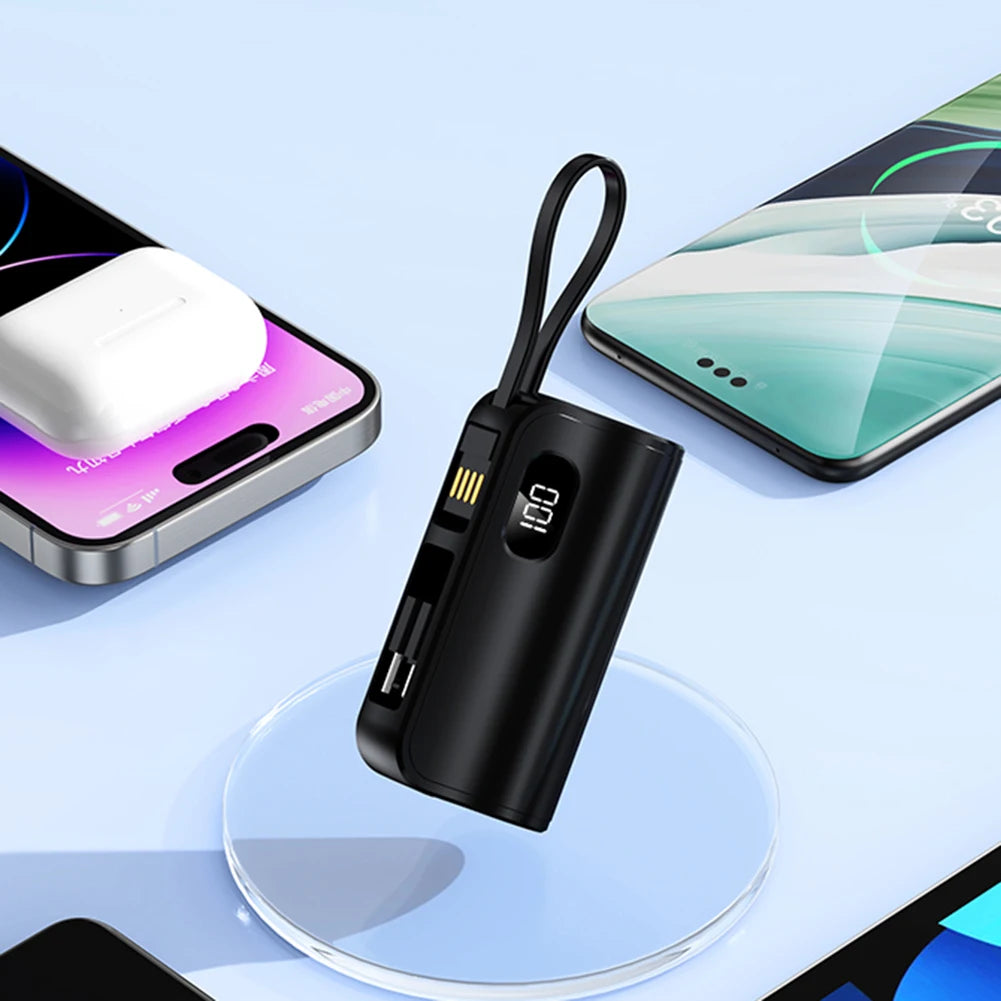 2in1 10000mAh Mini Power Bank with USB-C Holder
