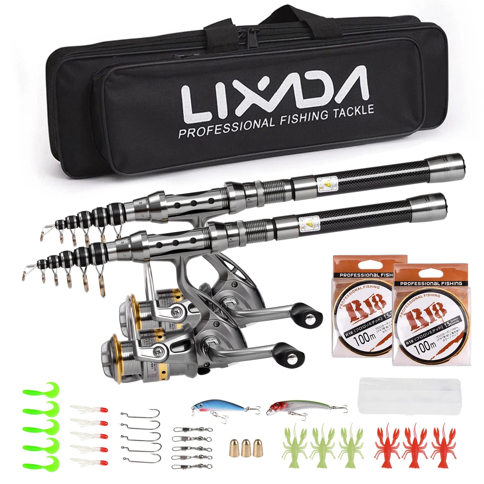 Bộ Cần Câu Cá Rút Gọn 2 Cây & Máy Carbon Đa Năng