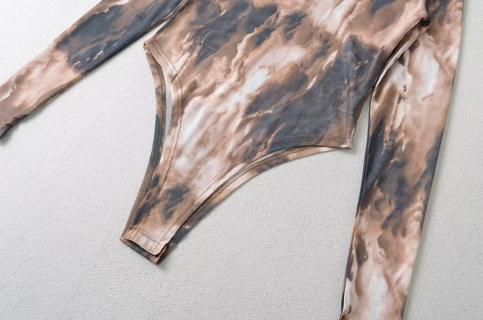 Sexy 2-Color Ombre Mesh Long Sleeve Bodysuit 2025