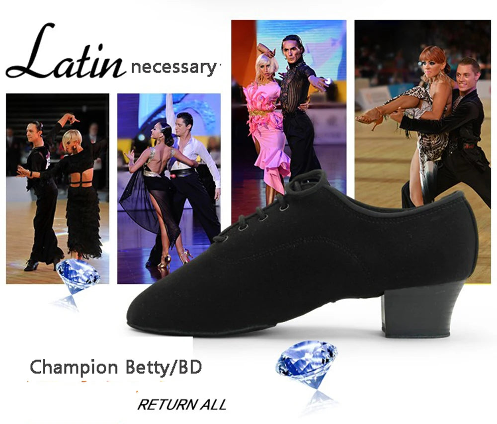 Men's Latin Dance Shoes Canvas Soft Sole 4.5cm
