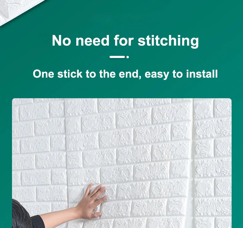 Giấy Dán Tường 3D Chống Thấm Hoa Văn Gạch 70cm*10m