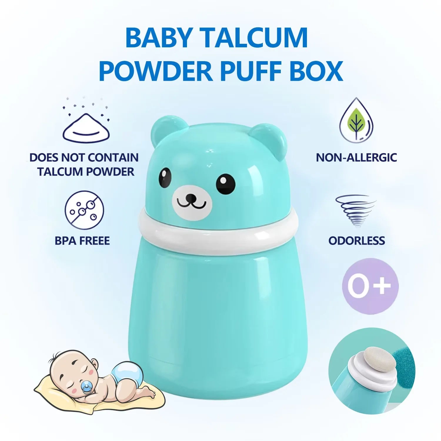 Baby Bear Convenient Powder Box - For Babies