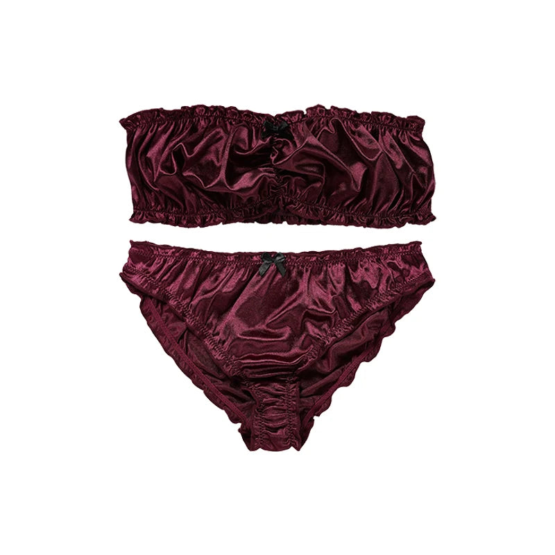 Hot Sale Strapless Underwear Set Bralette Seamless Bra Brasier Tube Top No Pad Bodycon Bandeau 2 Pieces Women Bra Set