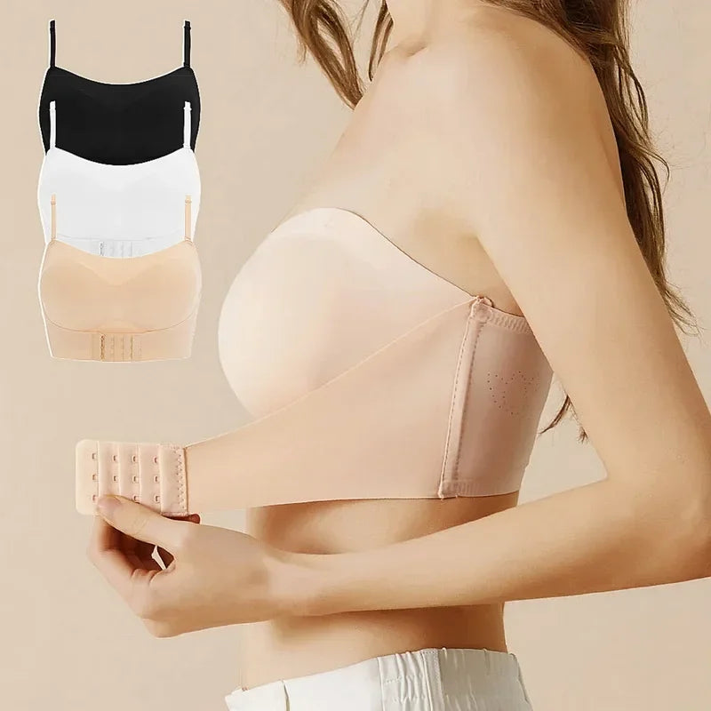 Women's hidden breast lift wireless bra, large size